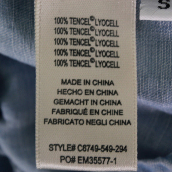Cloth & Stone Sz S Blue Chambray V Neck Tab Sleeve 100% Tencel Lyocell Romper