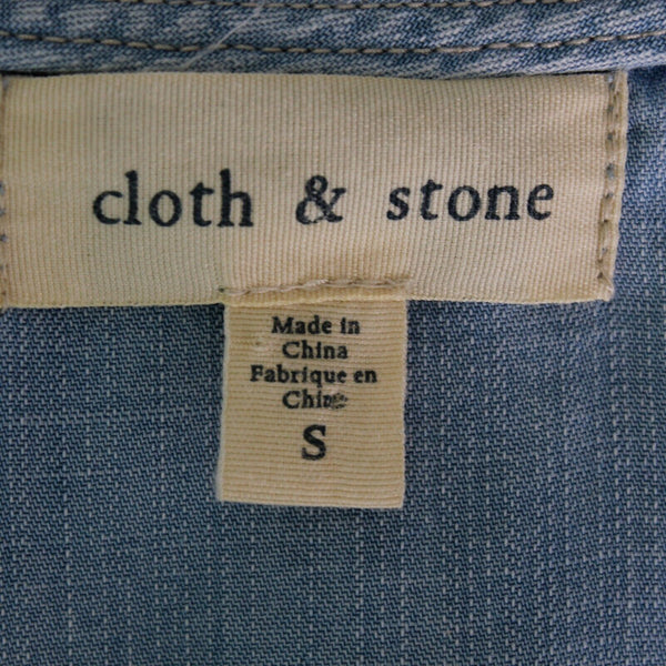 Cloth & Stone Sz S Blue Chambray V Neck Tab Sleeve 100% Tencel Lyocell Romper
