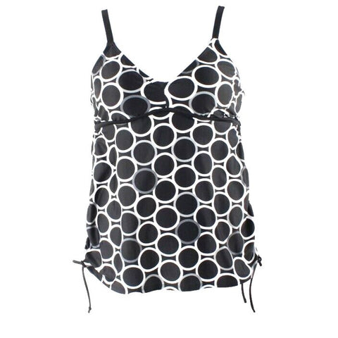 Liz Lange Maternity Sz M Black White Grey Poly Nylon Side Ties Tankini Top