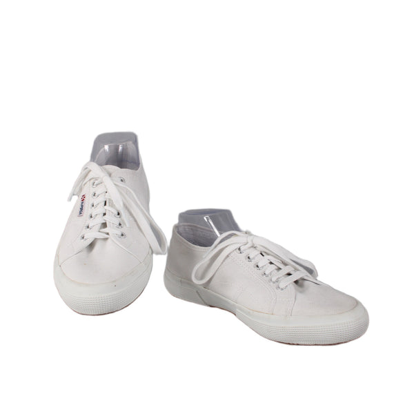 Superga Sneakers Sz 41 White Lace Up Fabric Upper Leather Sneakers