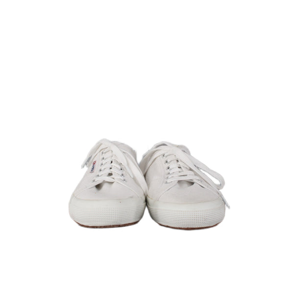 Superga Sneakers Sz 41 White Lace Up Fabric Upper Leather Sneakers