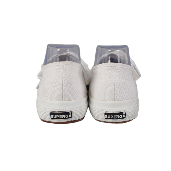 Superga Sneakers Sz 41 White Lace Up Fabric Upper Leather Sneakers