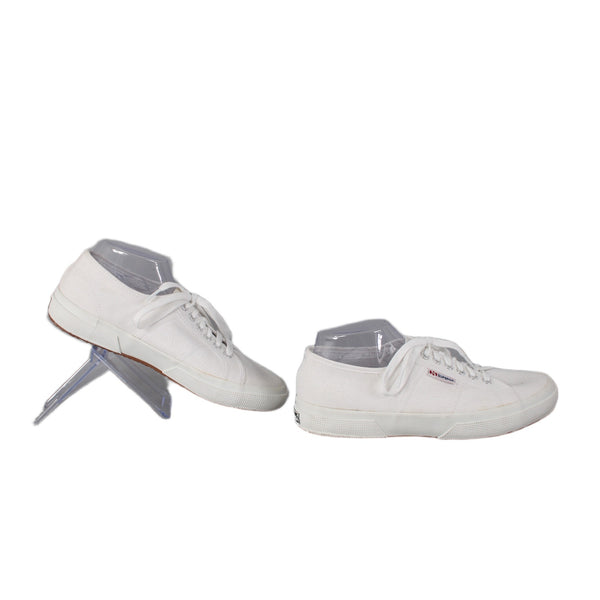 Superga Sneakers Sz 41 White Lace Up Fabric Upper Leather Sneakers