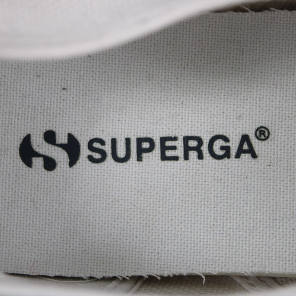 Superga Sneakers Sz 41 White Lace Up Fabric Upper Leather Sneakers