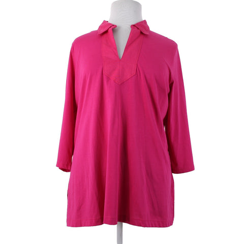 Lauren Ralph Lauren Top NEW $59 Sz 3x Pink Collared V Neck 100% Cotton Top