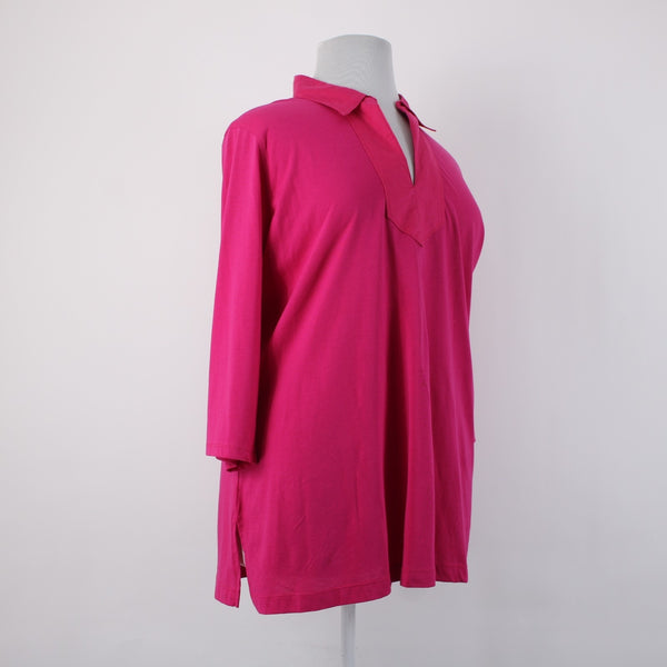 Lauren Ralph Lauren Top NEW $59 Sz 3x Pink Collared V Neck 100% Cotton Top