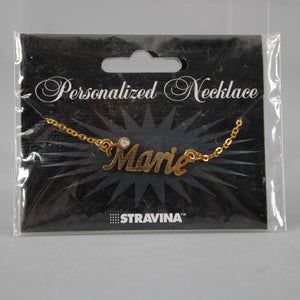 MARIE NEW Name Goldtone Rhinestone Accent 14.5" w 4.5 Multi Ring Ext Necklace