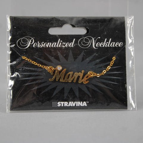 MARIE NEW Name Goldtone Rhinestone Accent 14.5" w 4.5 Multi Ring Ext Necklace
