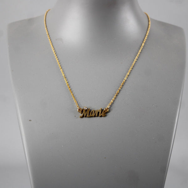 MARIE NEW Name Goldtone Rhinestone Accent 14.5" w 4.5 Multi Ring Ext Necklace
