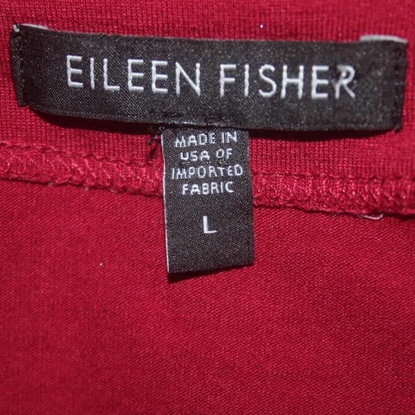 Eileen Fisher Dress Sz L Burgundy Red Draped Neck Not Lined Rayon Lycra Dress