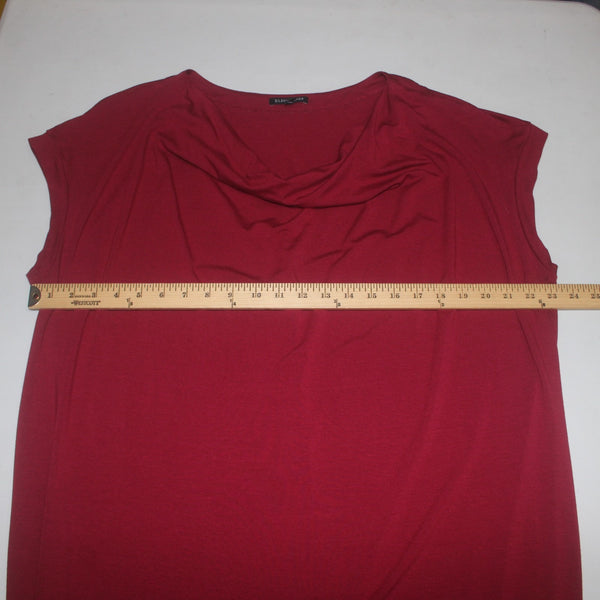 Eileen Fisher Dress Sz L Burgundy Red Draped Neck Not Lined Rayon Lycra Dress