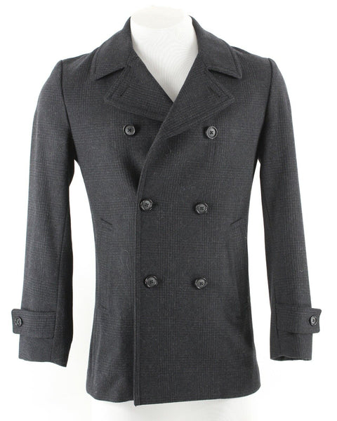 Pronto Uomo Sz S Gray Black Double Breasted Lined Poly Wool Blend Jacket