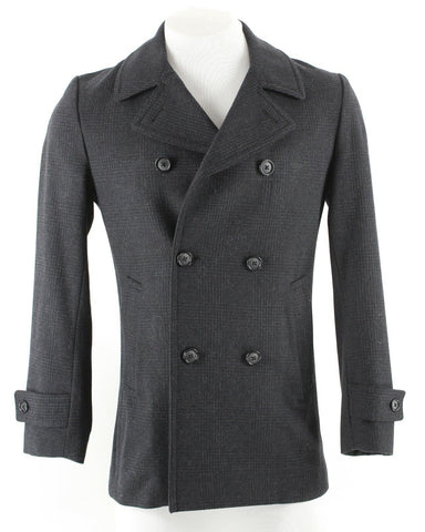 Pronto Uomo Sz S Gray Black Double Breasted Lined Poly Wool Blend Jacket