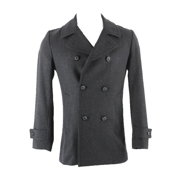 Pronto Uomo Sz S Gray Black Double Breasted Lined Poly Wool Blend Jacket