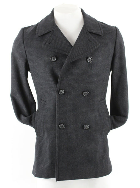 Pronto Uomo Sz S Gray Black Double Breasted Lined Poly Wool Blend Jacket