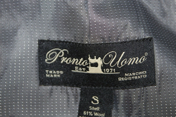 Pronto Uomo Sz S Gray Black Double Breasted Lined Poly Wool Blend Jacket