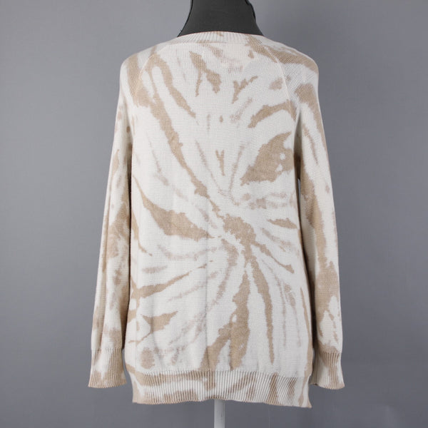 Wonderly NEW $55 Tan Cream Twist Adore Texture V Neck Cotton Rayon Sweater