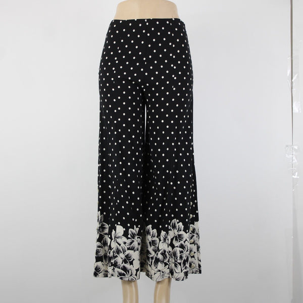 Anthropologie Ett Twa Sz 2 x 26 Black Cream Polka Dots Flowy 100% Rayon Pant