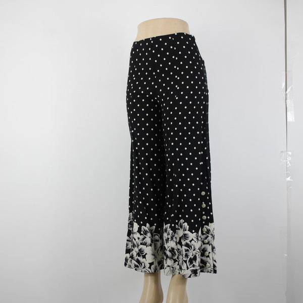 Anthropologie Ett Twa Sz 2 x 26 Black Cream Polka Dots Flowy 100% Rayon Pant