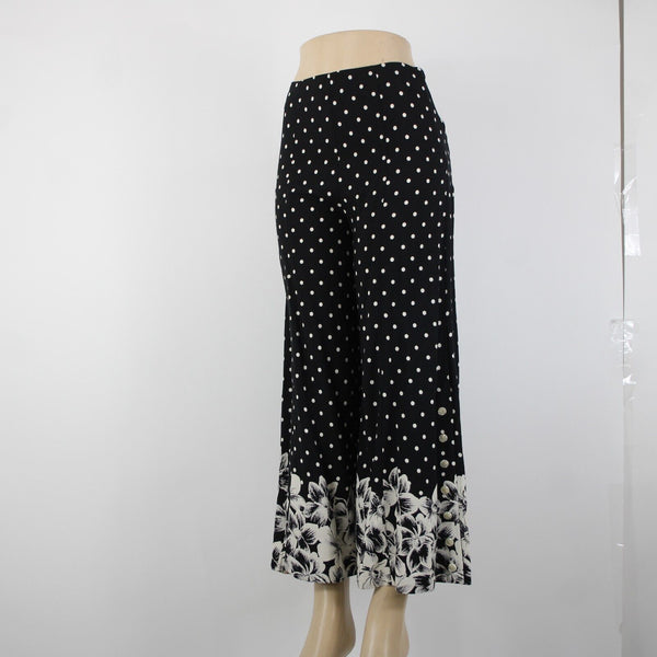 Anthropologie Ett Twa Sz 2 x 26 Black Cream Polka Dots Flowy 100% Rayon Pant
