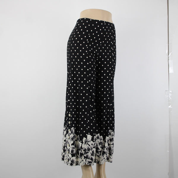 Anthropologie Ett Twa Sz 2 x 26 Black Cream Polka Dots Flowy 100% Rayon Pant
