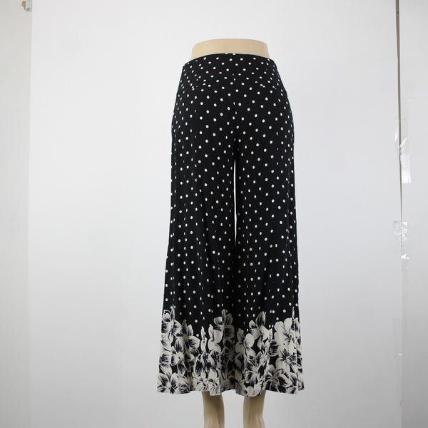 Anthropologie Ett Twa Sz 2 x 26 Black Cream Polka Dots Flowy 100% Rayon Pant