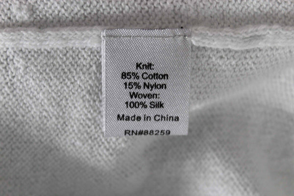 Subtle Luxury NEW $137 Sz XS/S Light Gray Knit Overlay Chiffon Cotton Blend Top