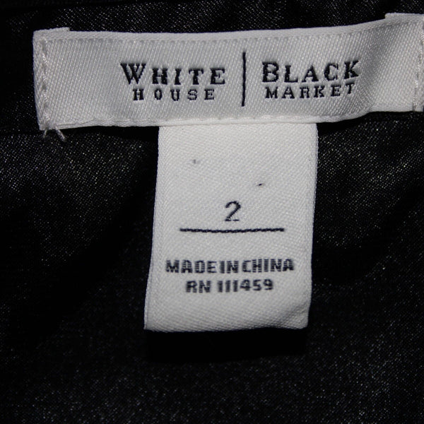 White House Black Market Sz 2 Black White Floral Halter Lined 100% Silk Dress
