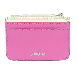 Neiman Marcus Sz 4.5 x 3 Pink Gold Ziptop Leather ID Cash Wallet