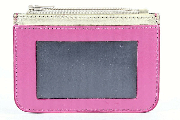 Neiman Marcus Sz 4.5 x 3 Pink Gold Ziptop Leather ID Cash Wallet