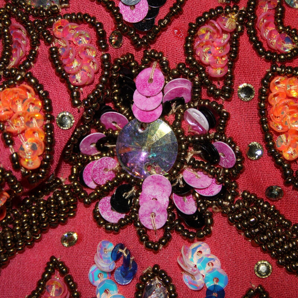 Rise And Bloom NEW $68 Sz M Magenta Orange Ombre Beaded Sequin Poly AS IS Dress