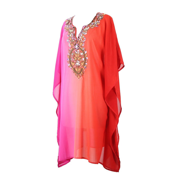 Rise And Bloom NEW $68 Sz M Magenta Orange Ombre Beaded Sequin Poly AS IS Dress