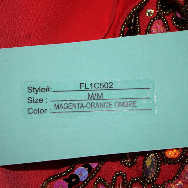 Rise And Bloom NEW $68 Sz M Magenta Orange Ombre Beaded Sequin Poly AS IS Dress