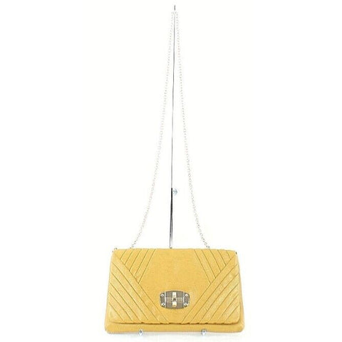 Miztique NEW 11 x 7 Gold Yellow Removable Chain Vegan Leather Evening Purse