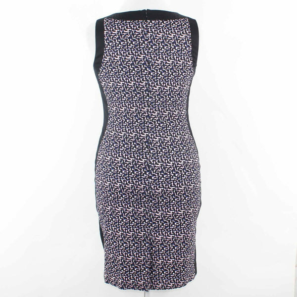 Liz Claiborne Sz 16 Black Pink Multi Lined Poly Cotton Blend Pencil Dress