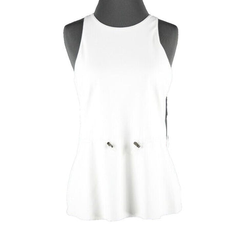 Bailey 44 NEW $198 Sz S Cream White Valley of Rose Vegan Leather Nylon Blend Top