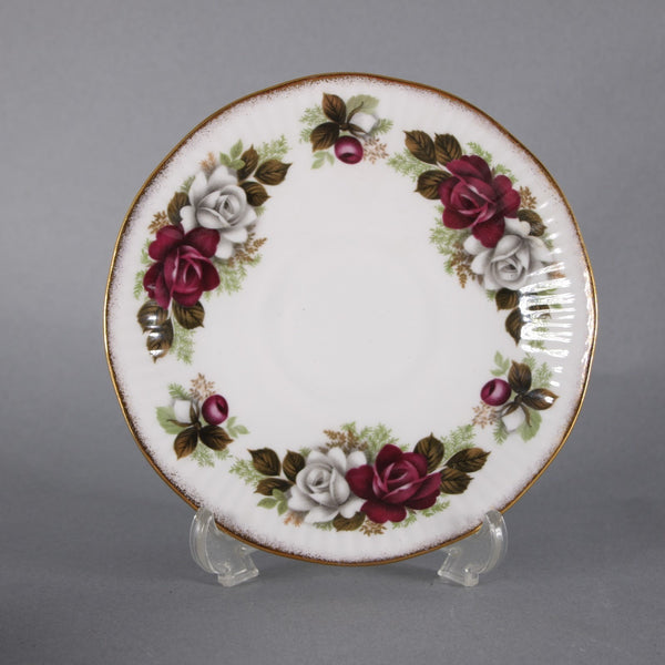 Elizabethan American Beauty Teacup Saucer Burgundy Gray Vintage Teacup Saucer