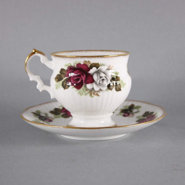 Elizabethan American Beauty Teacup Saucer Burgundy Gray Vintage Teacup Saucer
