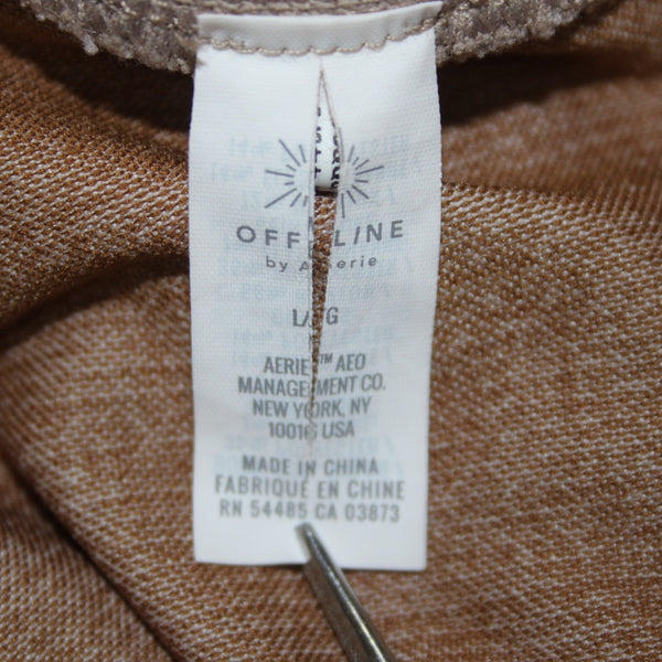 Aerie AW Pant Offline Sz L x 23 Brown White Floral Pull On Nylon Poly Elastane