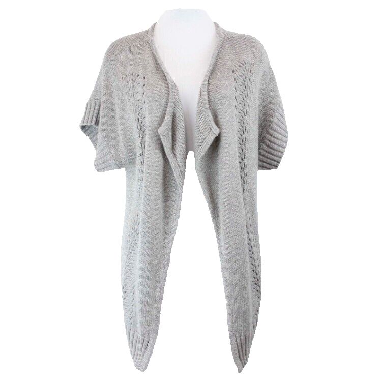 Oxmo Sz S/M Lt Grey Vented Knit Boho Acrylic Viscose Wool Blend Cardigan