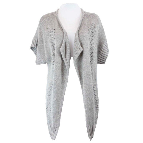 Oxmo Sz S/M Lt Grey Vented Knit Boho Acrylic Viscose Wool Blend Cardigan