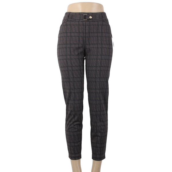 Soho Apparel Pant NEW $48 Sz M x 27 Brown Black White Blue Plaid Poly Rayon Pant