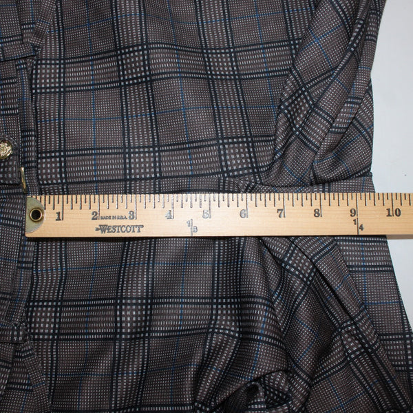 Soho Apparel Pant NEW $48 Sz M x 27 Brown Black White Blue Plaid Poly Rayon Pant