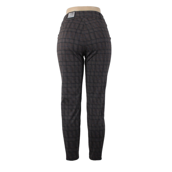 Soho Apparel Pant NEW $48 Sz M x 27 Brown Black White Blue Plaid Poly Rayon Pant