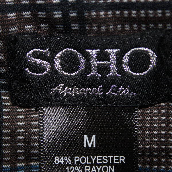 Soho Apparel Pant NEW $48 Sz M x 27 Brown Black White Blue Plaid Poly Rayon Pant
