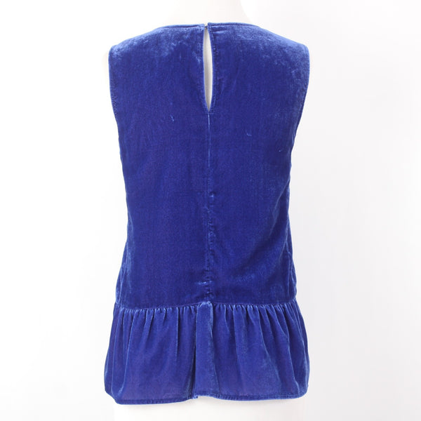 J Crew Top NEW Sz 10 Royal Blue Velvet Ruffles Sleeveless Viscose Nylon Top
