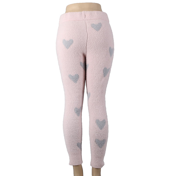 Honeydew Pajama Pant Sz L Pink Gray Hearts Skinny Drawstring 100% Polyester