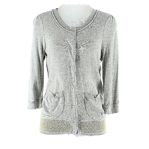 Fiets Voor 2 L Gray Yellow Snap Front Cotton Nylon Viscose Cardigan Sweater