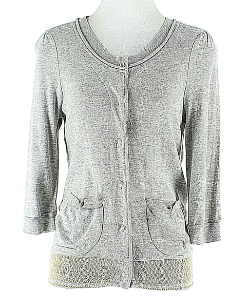 Fiets Voor 2 L Gray Yellow Snap Front Cotton Nylon Viscose Cardigan Sweater