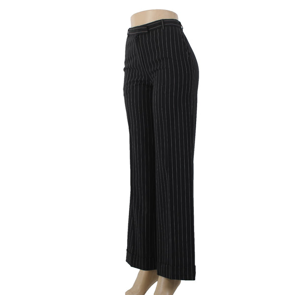 Moschino Pant Aeffe Spa Sz 6 x 32 Black White Pin Stripe Virgin Wool Pant